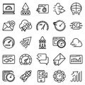 Internet speed icons set, outline style