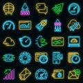 Internet speed icons set vector neon