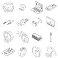Internet speed icons set vector outline