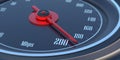 Internet speed test, 200 Mbps on car speedometer, closeup view. 3d illustration