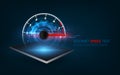 Internet speed test smartphone interface vector template. Mobile app page blue design layout. Wifi, mobile internet booster screen