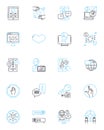 Internet support linear icons set. Connectivity, Broadband, Wi-Fi, Nerk, Router, Modem, Troubleshooting line vector and