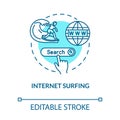 Internet surfing turquoise concept icon. Link to web. Search engine. Global network connection. Roaming idea thin line