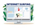 Internet Surfing via Applications on Three Screens Royalty Free Stock Photo