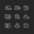 Internet surveillance chalk white icons set on dark background Royalty Free Stock Photo