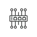 Internet switch, icon in line design. Internet, switch, network, connectivity, data, transfer, Ethernet on white