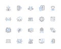 Internet symbols line icons collection. Hashtag, Emoji, Emoticon, URL, Avatar, Hyperlink, Metadata vector and linear