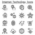 Internet technology & Data communication icon set in thin line s Royalty Free Stock Photo