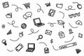 Internet and technology doodle line art vector art illustratrion pattern Royalty Free Stock Photo