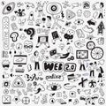 Internet technology doodle set , pencil drawings, cartoons Royalty Free Stock Photo