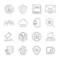 Internet technology, online services. data, information security, connection technology, GDPR. Thin line web icon set. Editable Royalty Free Stock Photo