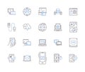 Internet technology outline icons collection. Internet, Technology, Online, Web, Networking, Connectivity, Data vector Royalty Free Stock Photo