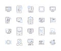 Internet technology outline icons collection. Internet, Technology, Online, Web, Networking, Connectivity, Data vector