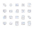 Internet technology outline icons collection. Internet, Technology, Online, Web, Networking, Connectivity, Data vector