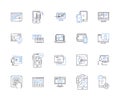 Internet technology outline icons collection. Internet, Technology, Online, Web, Networking, Connectivity, Data vector