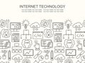 Internet technology and programming seamless background with linear icons set. Html, php and code seamless pattern with line style Royalty Free Stock Photo