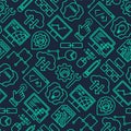 Internet technology and programming seamless background with linear icons set. Html, php and code seamless pattern with line style Royalty Free Stock Photo