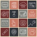 Internet technology and programming white linear icons set. Royalty Free Stock Photo