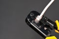 internet or telephone line cables and crimper Royalty Free Stock Photo