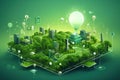 Internet of things on green background