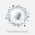 Internet of Things or Cloud Computing Design Concept with Icons - Digital Network Connections, Technology Background Royalty Free Stock Photo