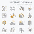 Internet of things icons, such as artificial intelligence, sensor, cctv, tech and more. Vector illustration isolated on