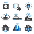 Internet of things icons, such as technology, smart city, artificial intelligence and more. Vector illustration isolated Royalty Free Stock Photo