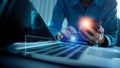 Internet of Things IOT AI Artificial Intelligence concept, Business webmaster coding programmer developing web code with vr Royalty Free Stock Photo