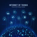 Internet of things. IOT concept. Global network connection. Monitoring and control smart systems. Vector illustration