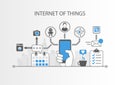 Internet of things IOT concept with simple icons on grey background Royalty Free Stock Photo