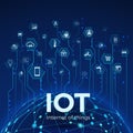 Internet of things. IOT icons concept. Global network connection. Monitoring and control smart systems. Vector illustration