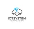 Internet of things IOT, logo template. Network cloud and wi-fi signal, vector design