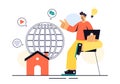 Internet of Things IoT Vector Illustration featuring Technology, Smart Connection and Control Devices in a Network for Industrial