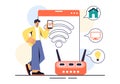 Internet of Things IoT Vector Illustration featuring Technology, Smart Connection and Control Devices in a Network for Industrial