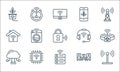 Internet of things line icons. linear set. quality vector line set such as antenna, database, cloud computing, hifi, chip, Royalty Free Stock Photo