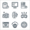 internet of things line icons. linear set. quality vector line set such as bitcoin, cloud computing, clapperboard, router, smart