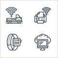 internet of things line icons. linear set. quality vector line set such as cloud computing, smart watch, printer Royalty Free Stock Photo