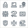 internet of things line icons. linear set. quality vector line set such as pc tower, cyber security, security, smart lighting, Royalty Free Stock Photo