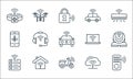 Internet of things line icons. linear set. quality vector line set such as remote control, scooter, database, cloud server, Royalty Free Stock Photo