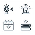 Internet of things line icons. linear set. quality vector line set such as server, calendar, siren
