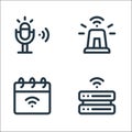 Internet of things line icons. linear set. quality vector line set such as server, calendar, siren Royalty Free Stock Photo