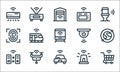 internet of things line icons. linear set. quality vector line set such as shopping cart, smart car, data transfer, siren, smart