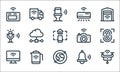 internet of things line icons. linear set. quality vector line set such as smart drone, satellite, smart tv, bell, kettle,