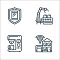 internet of things line icons. linear set. quality vector line set such as smart home, coffee machine, manufacturing Royalty Free Stock Photo