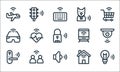 internet of things line icons. linear set. quality vector line set such as smart light, speaker, smart door, smart home, network, Royalty Free Stock Photo