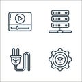 internet of things line icons. linear set. quality vector line set such as smart technology, smart plug, network server Royalty Free Stock Photo