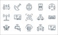 Internet of things line icons. linear set. quality vector line set such as smart tv, cloud server, camera drone, car, cctv camera Royalty Free Stock Photo