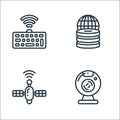 internet of things line icons. linear set. quality vector line set such as web cam, satellite, online data Royalty Free Stock Photo