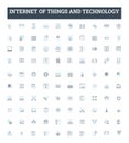 Internet of things and technology vector line icons set. IoT, Technology, Connectivity, Automation, Wearables, Sensors