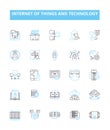 Internet of things and technology vector line icons set. IoT, Technology, Connectivity, Automation, Wearables, Sensors